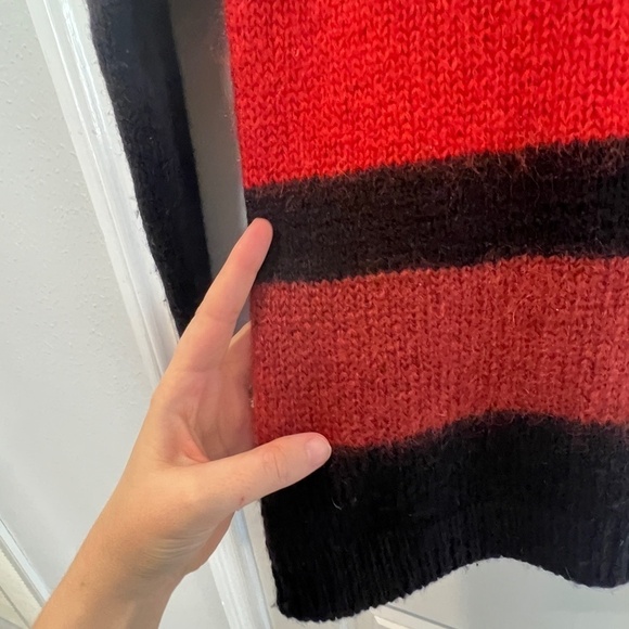 Rag & Bone Striped Sweater  Wool Mohair Black Cream Red SZ XS - Picture 4 of 5
